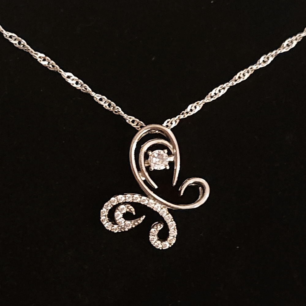 Sterling Silver And Sparkling Butterfly Necklace